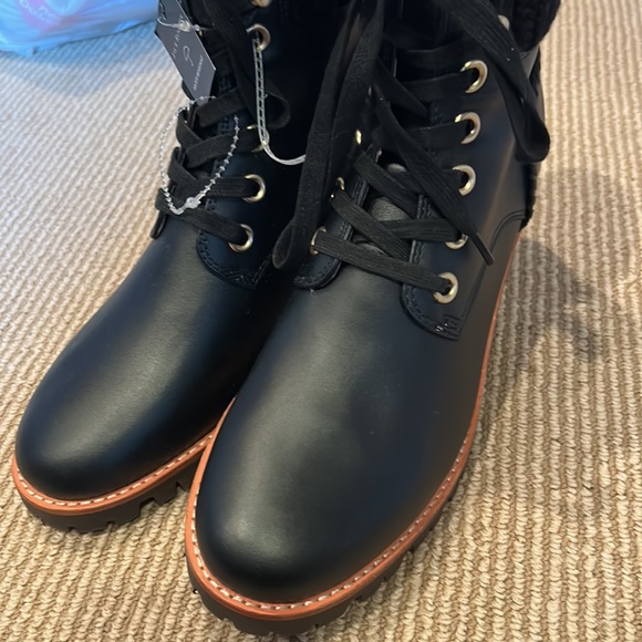 NWT JACK ROGERS Harper hiker knit heeled black leather boots size 9 - Picture 11 of 12